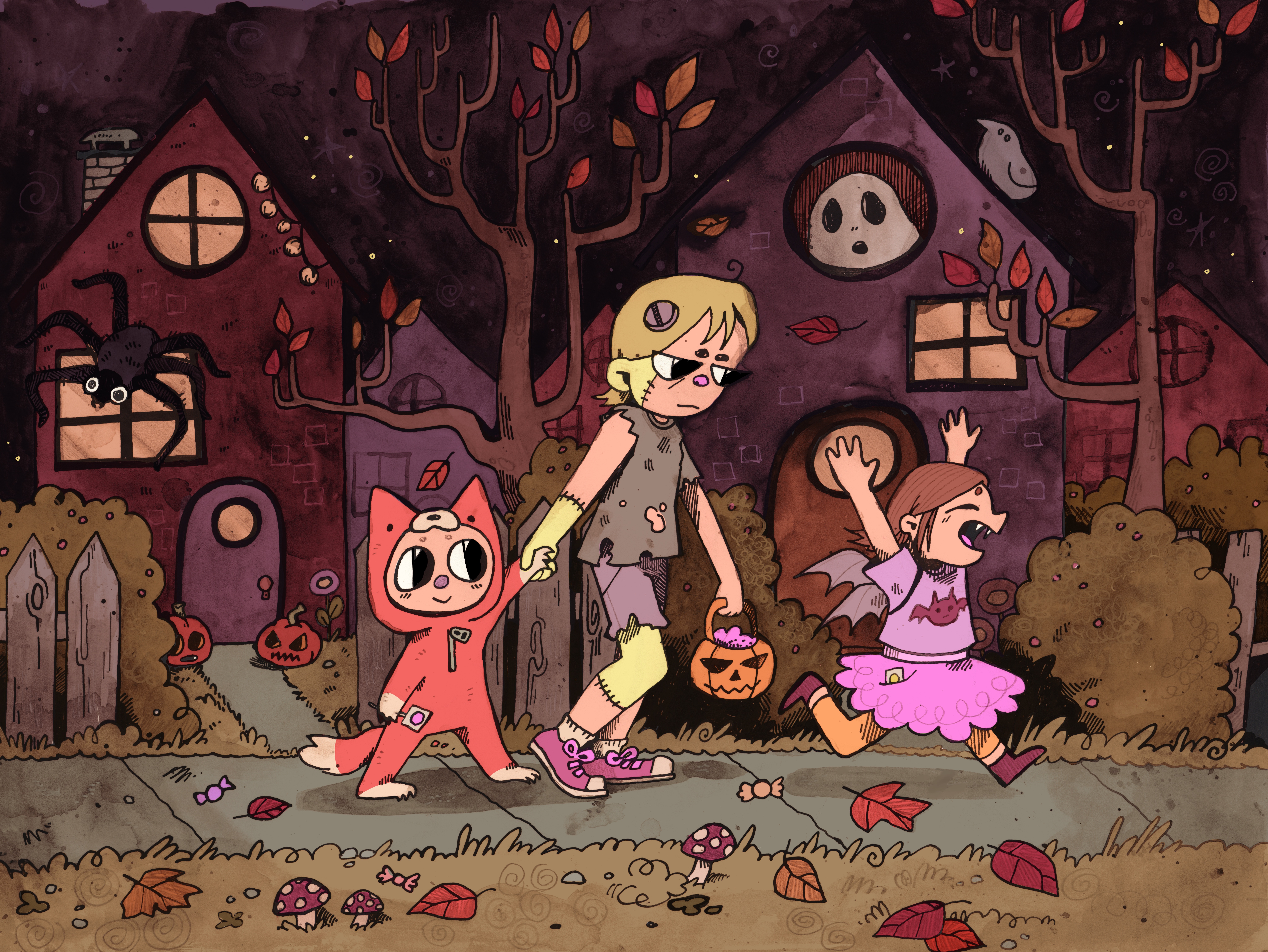 trick or treat — children's book illustration by Maya Babeanu
